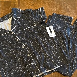 Nine West Women’s Black and White Polka Dot PJ Set Medium Med M